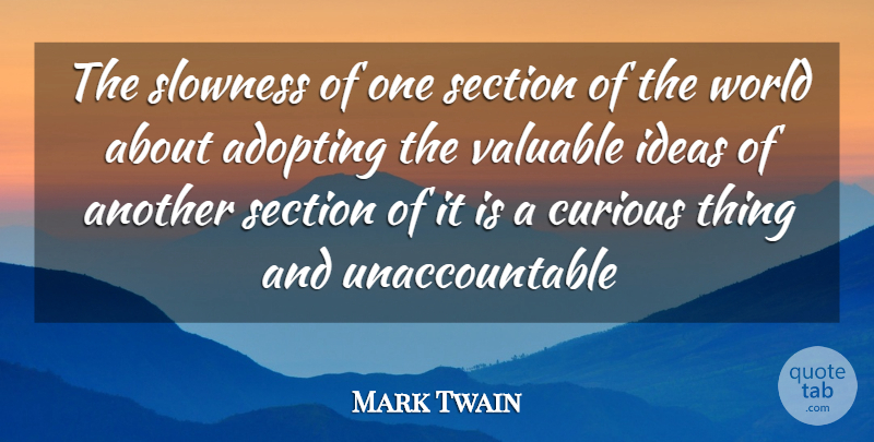 Mark Twain Quote About Ideas, World, Curious: The Slowness Of One Section...