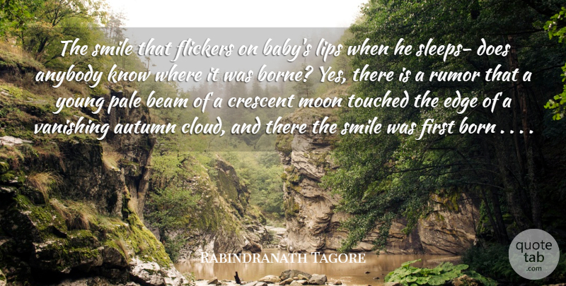 Rabindranath Tagore Quote About Anybody, Autumn, Beam, Born, Edge: The Smile That Flickers On...