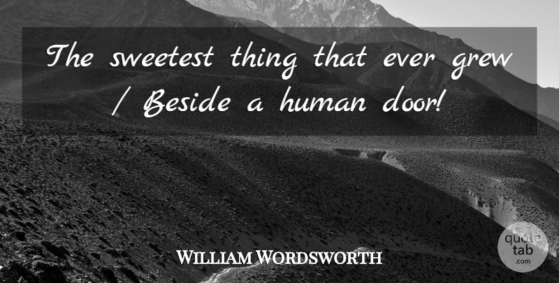 William Wordsworth Quote About Beside, Grew, Human, Sweetest: The Sweetest Thing That Ever...