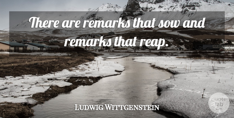 Ludwig Wittgenstein Quote About Philosophical, Reap, Remarks: There Are Remarks That Sow...