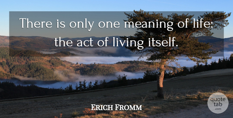 Erich Fromm Quote About Worry, Anxiety, Meaning Of Life: There Is Only One Meaning...