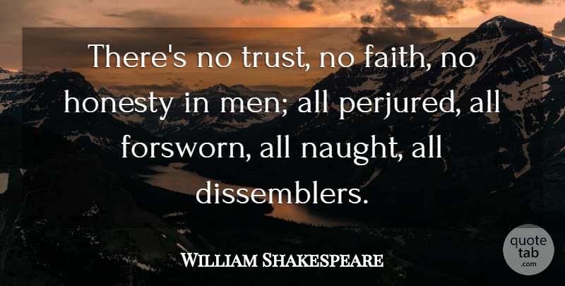 William Shakespeare Quote About Trust, Honesty, Men: Theres No Trust No Faith...