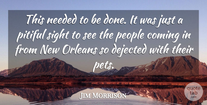 Jim Morrison Quote About Coming, Needed, Orleans, People, Pitiful: This Needed To Be Done...