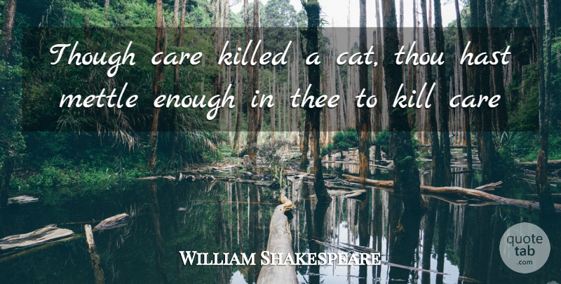 William Shakespeare Quote About Care, Thee, Though: Though Care Killed A Cat...