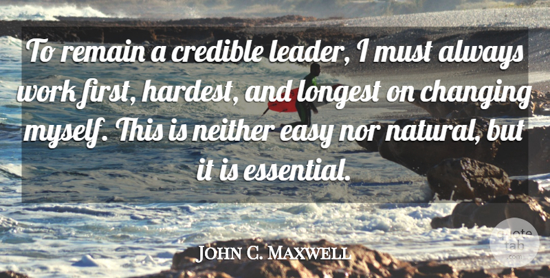 John C. Maxwell Quote About Leader, Firsts, Essentials: To Remain A Credible Leader...