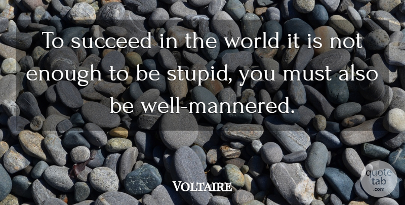 Voltaire Quote About Funny, Stupid, Humor: To Succeed In The World...