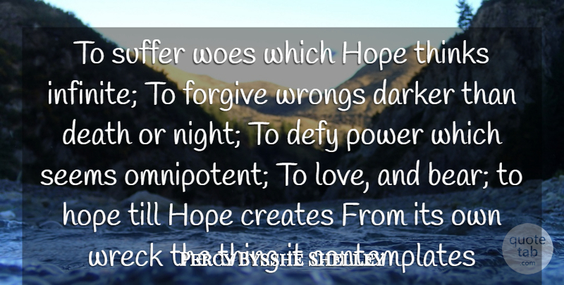 Percy Bysshe Shelley Quote About Forgiveness, Night, Thinking: To Suffer Woes Which Hope...