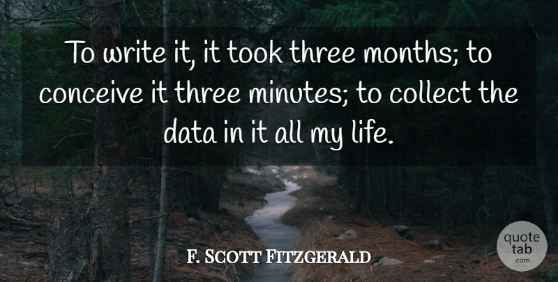 F. Scott Fitzgerald Quote About Writing, Data, Research: To Write It It Took...