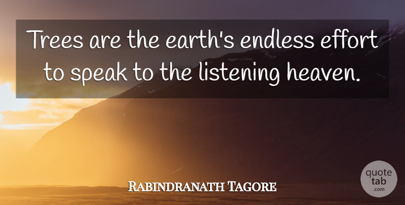 Rabindranath Tagore Quote About Love, God, Spiritual: Trees Are The Earths Endless...