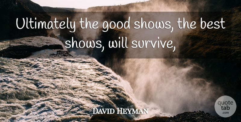 David Heyman Quote About Best, Good, Ultimately: Ultimately The Good Shows The...