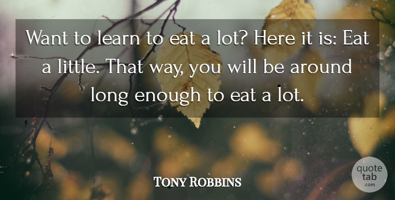 Tony Robbins Quote About Inspirational, Motivational, Spiritual: Want To Learn To Eat...