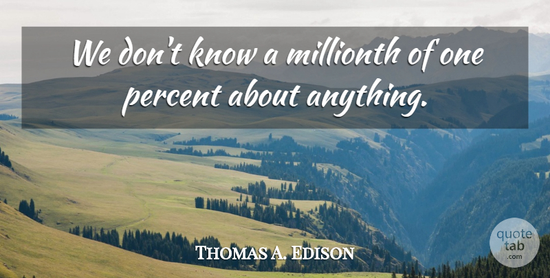Thomas A. Edison Quote About Drinking, Ignorance, Knowledge: We Dont Know A Millionth...