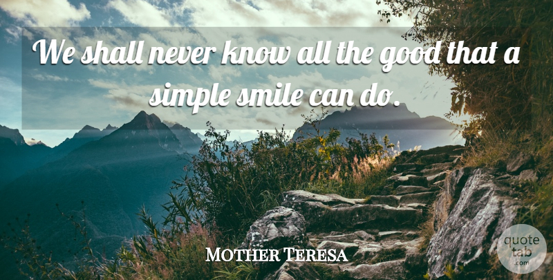 Mother Teresa Quote About Inspirational, Smile, Kindness: We Shall Never Know All...