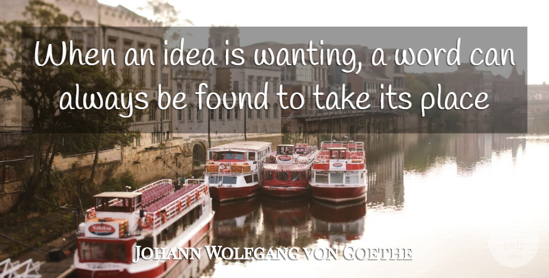 Johann Wolfgang von Goethe Quote About Ignorance, Ideas, Found: When An Idea Is Wanting...