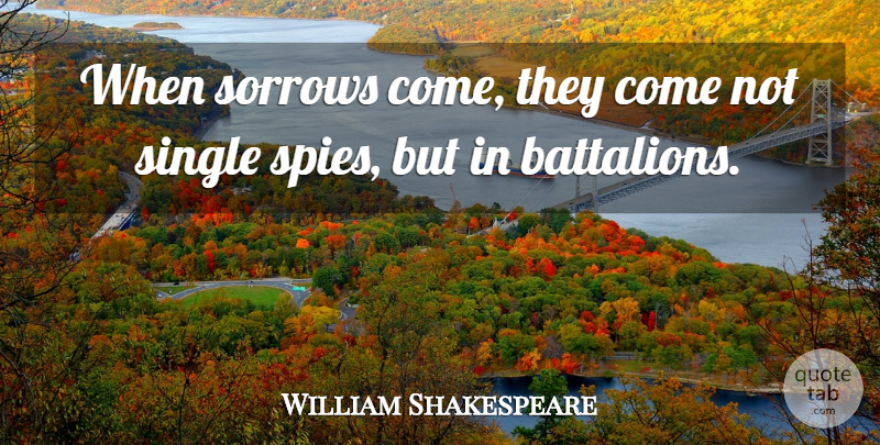 William Shakespeare Quote About Sympathy, Sadness, Sad Life: When Sorrows Come They Come...