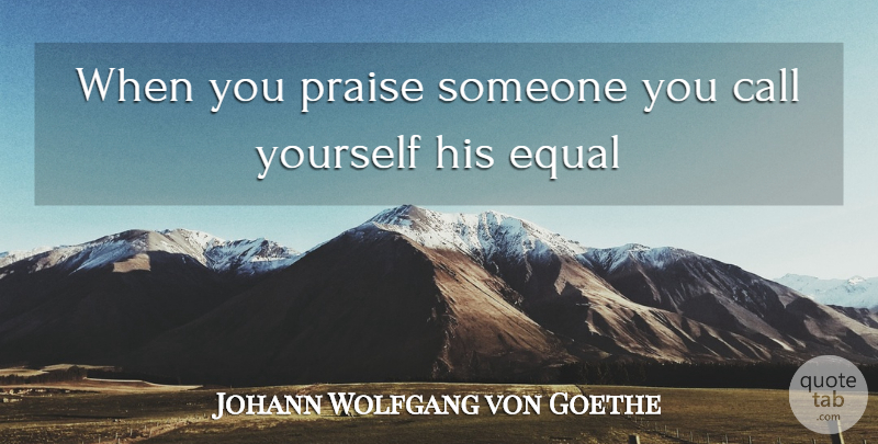 Johann Wolfgang von Goethe Quote About Praise, Equal: When You Praise Someone You...