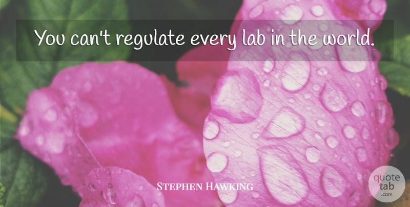 Stephen Hawking Quote About World, Labs: You Cant Regulate Every Lab...
