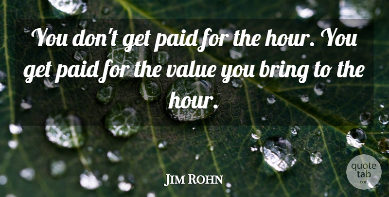Jim Rohn Quote About Funny, Motivational, Positive Thinking: You Dont Get Paid For...