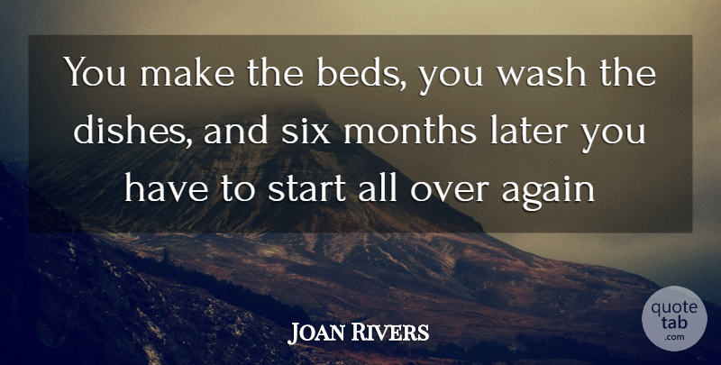 Joan Rivers Quote About Again, Later, Months, Six, Start: You Make The Beds You...