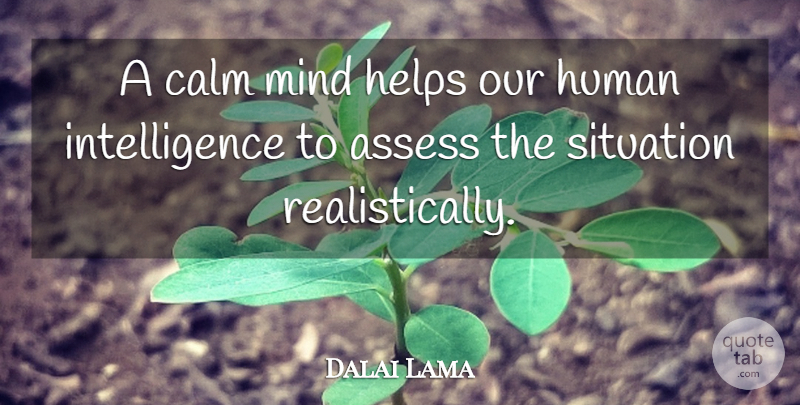 Dalai Lama Quote About Calm Mind, Helping, Situation: A Calm Mind Helps Our...