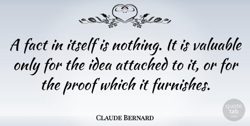 Claude Bernard Quote About Ideas, Facts, Proof: A Fact In Itself Is...