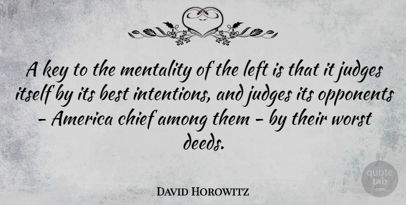 David Horowitz Quote About America, Among, Best, Chief, Itself: A Key To The Mentality...