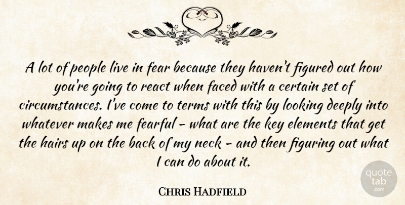 Chris Hadfield Quote About Certain, Deeply, Elements, Faced, Fear: A Lot Of People Live...