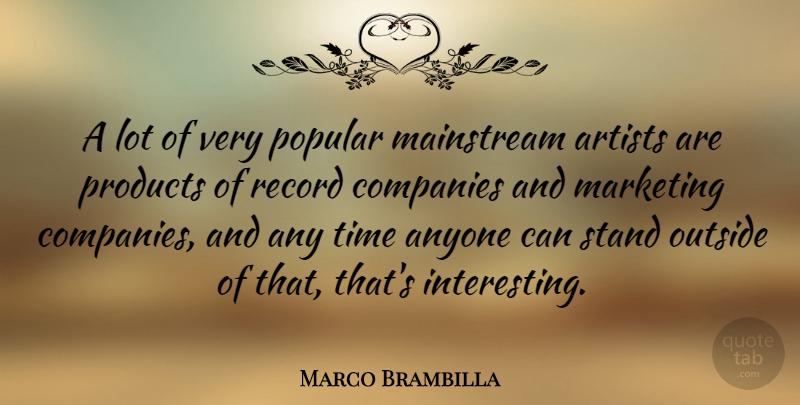 Marco Brambilla Quote About Anyone, Artists, Companies, Mainstream, Outside: A Lot Of Very Popular...