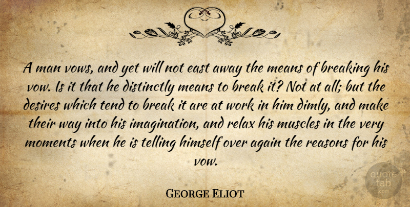 George Eliot Quote About Mean, Men, Imagination: A Man Vows And Yet...
