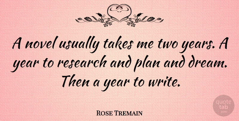 Rose Tremain Quote About Dream, Writing, Years: A Novel Usually Takes Me...