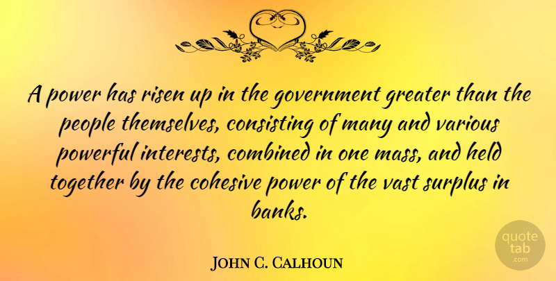 John C. Calhoun Quote About Powerful, Government, People: A Power Has Risen Up...
