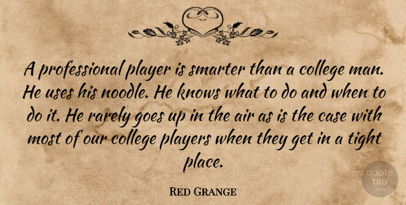 Red Grange Quote About Player, College, Men: A Professional Player Is Smarter...