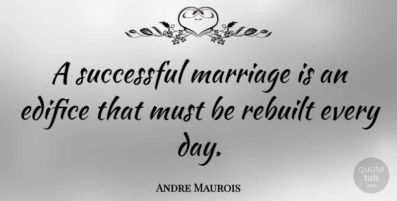 Andre Maurois Quote About Love, Success, Anniversary: A Successful Marriage Is An...
