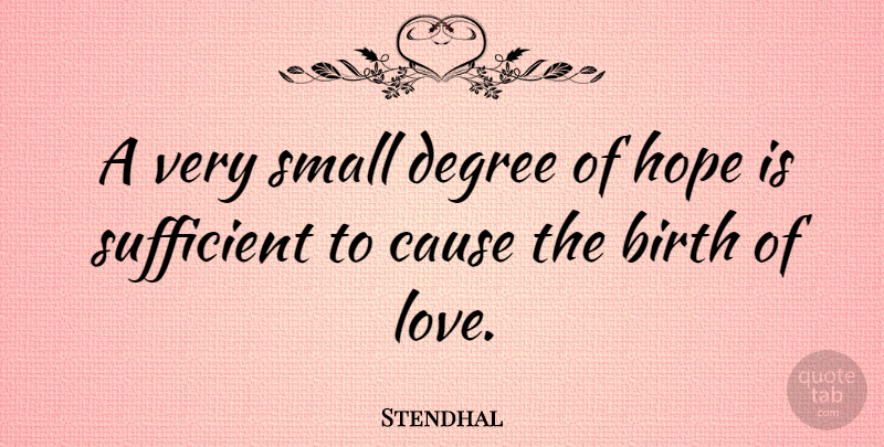Stendhal Quote About Love, Positive, Valentines Day: A Very Small Degree Of...