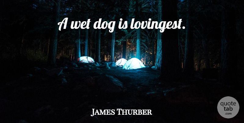 James Thurber Quote About Dog, Wet Dogs, Wet: A Wet Dog Is Lovingest...