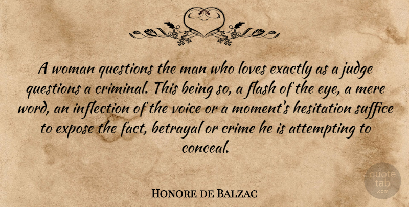 Honore de Balzac Quote About Betrayal, Eye, Men: A Woman Questions The Man...