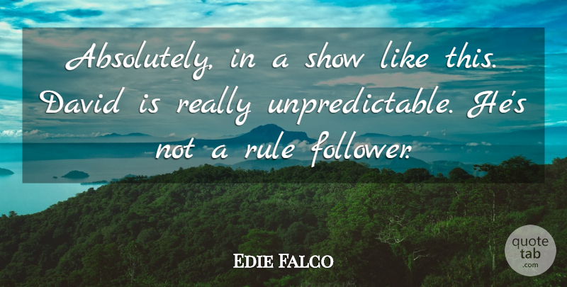 Edie Falco Quote About David, Rule: Absolutely In A Show Like...