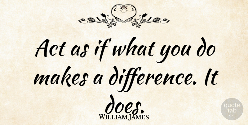 William James Quote About Inspirational, Motivational, Positive: Act As If What You...