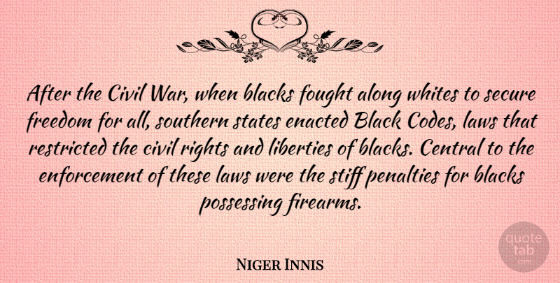 Niger Innis Quote About Along, Blacks, Central, Civil, Fought: After The Civil War When...