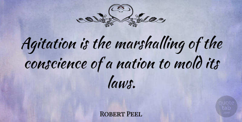 Robert Peel Quote About Law, Mold, Agitation: Agitation Is The Marshalling Of...
