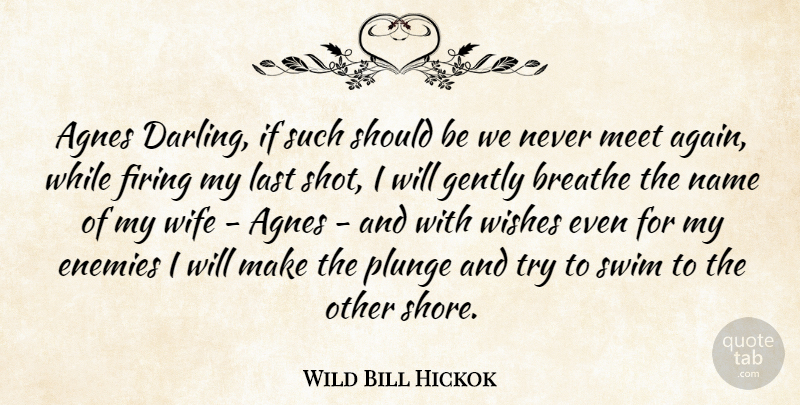 Wild Bill Hickok Quote About Names, Wife, Swim: Agnes Darling If Such Should...