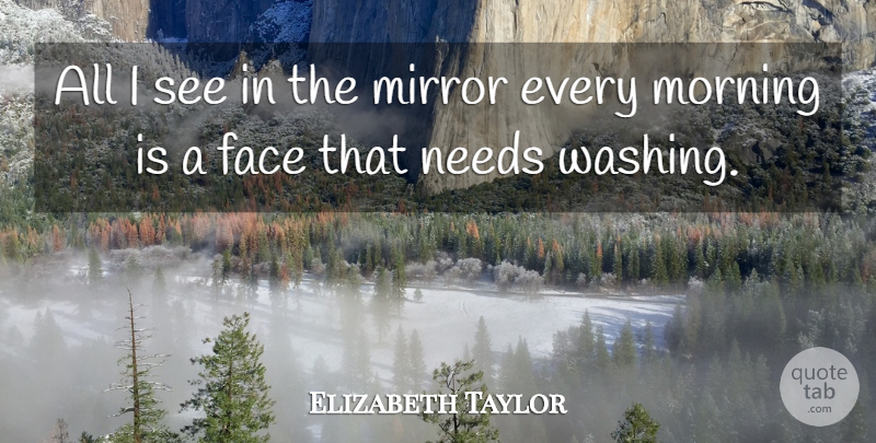 Elizabeth Taylor Quote About Morning, Mirrors, Needs: All I See In The...