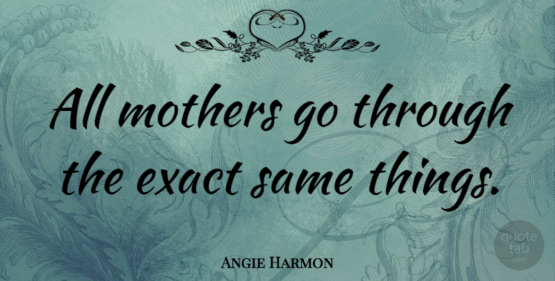Angie Harmon Quote About Inspiring, Mothers Day, Mother: All Mothers Go Through The...