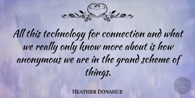 Heather Donahue Quote About Technology, Connections, Schemes: All This Technology For Connection...