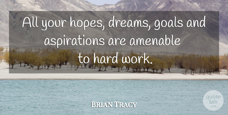 Brian Tracy Quote About Dream, Hard Work, Goal: All Your Hopes Dreams Goals...