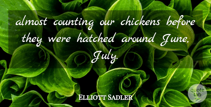 Elliott Sadler Quote About Almost, Chickens, Counting, Hatched: Almost Counting Our Chickens Before...