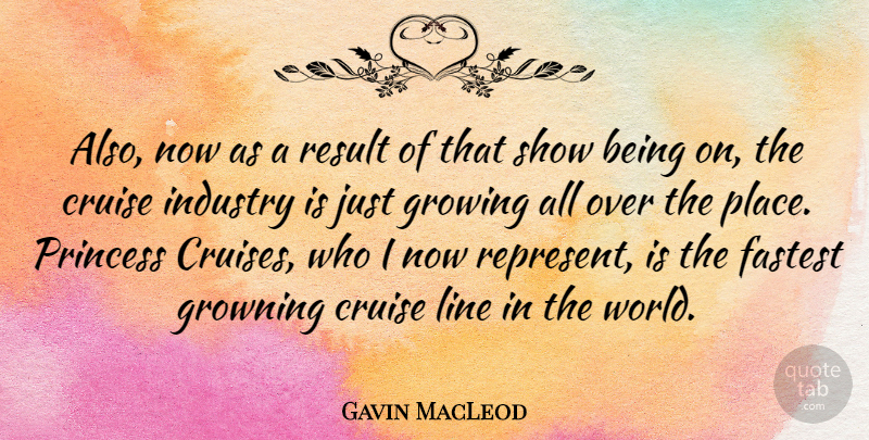 Gavin MacLeod Quote About Princess, World, Growing: Also Now As A Result...