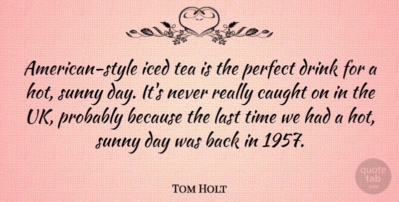 Tom Holt Quote About Perfect, Tea, Style: American Style Iced Tea Is...