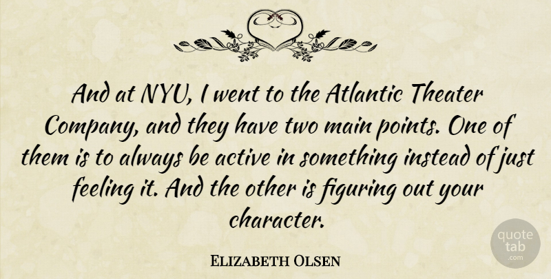 Elizabeth Olsen Quote About Character, Two, Nyu: And At Nyu I Went...
