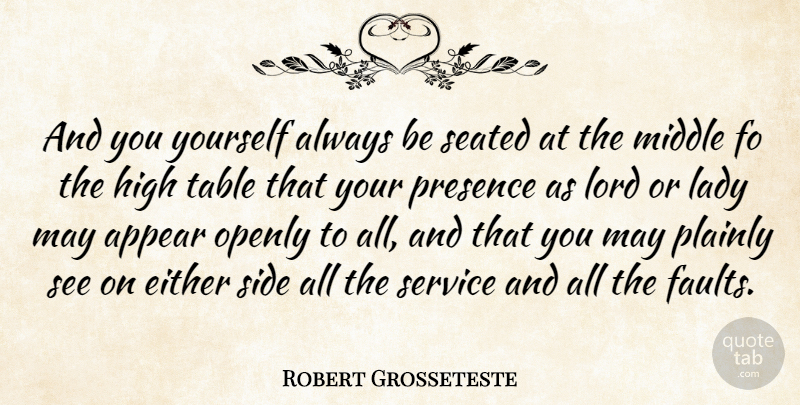 Robert Grosseteste Quote About Appear, Either, High, Lord, Middle: And You Yourself Always Be...